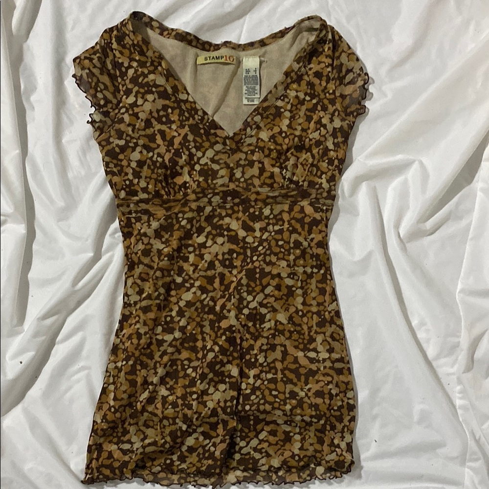 Brown Patterned Women's Top